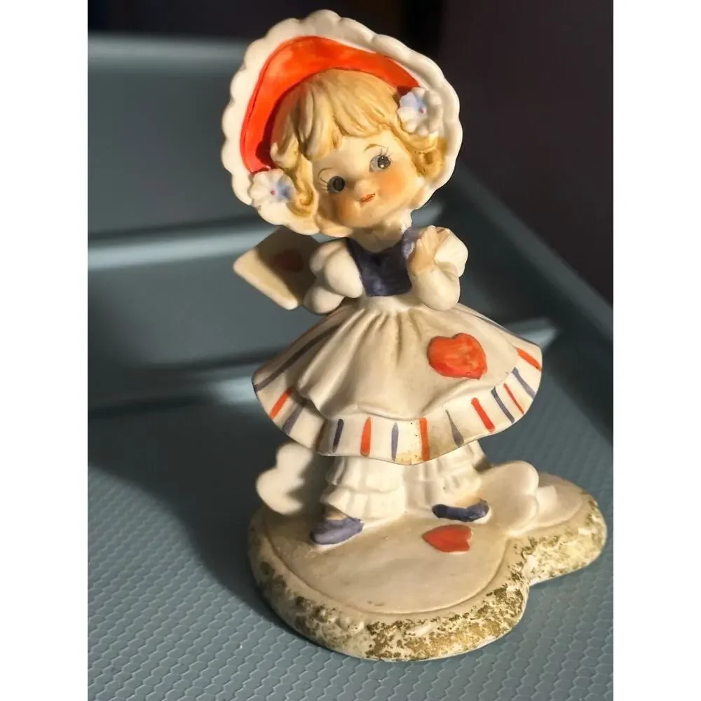 Vintage Porcelain Girl Figurine Hand‑Painted Kitsch Decor Japan